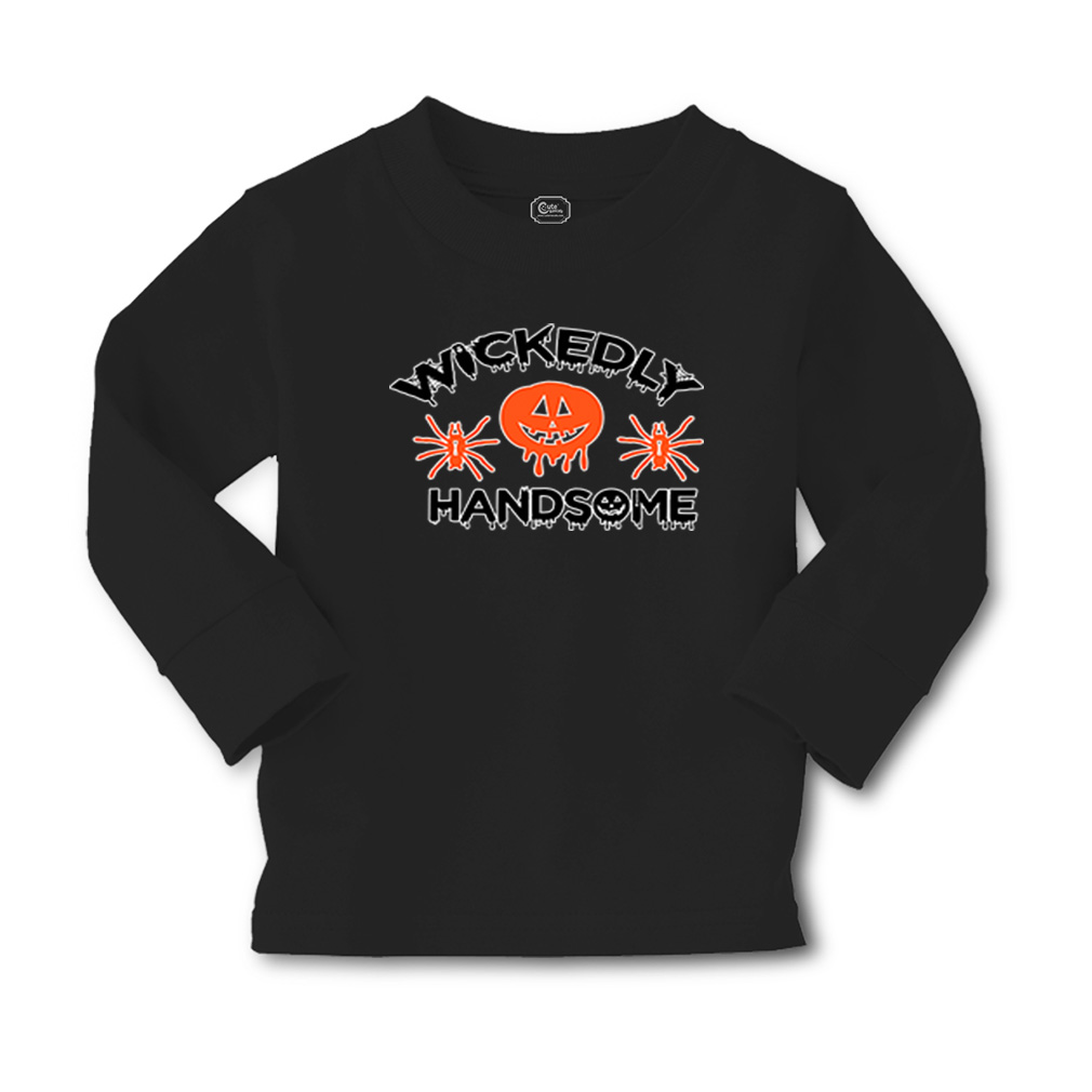 Kids Long Sleeve T Shirt Halloween Wickedly Handsome Cotton Girls & Boys Clothes - Picture 11 of 12