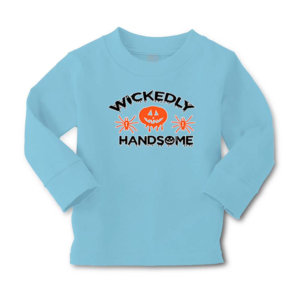 Kids Long Sleeve T Shirt Halloween Wickedly Handsome Cotton Girls & Boys Clothes - Picture 8 of 12