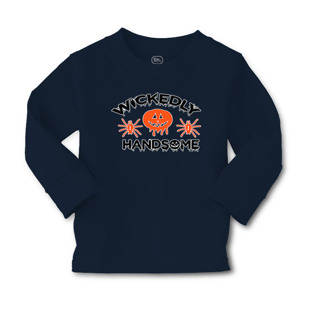 Kids Long Sleeve T Shirt Halloween Wickedly Handsome Cotton Girls & Boys Clothes - Picture 9 of 12