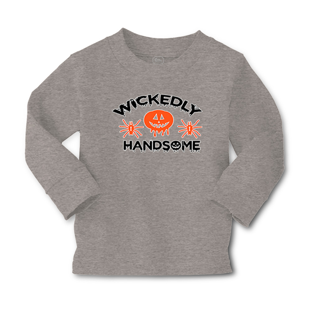 Kids Long Sleeve T Shirt Halloween Wickedly Handsome Cotton Girls & Boys Clothes - Picture 7 of 12