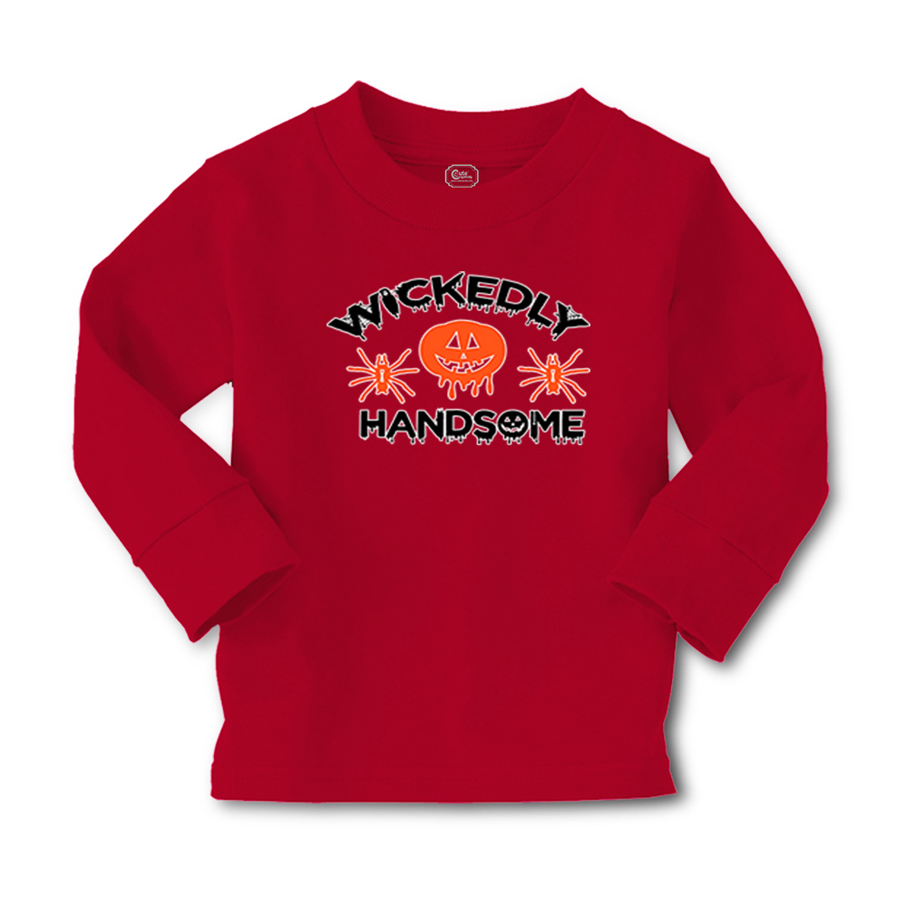 Kids Long Sleeve T Shirt Halloween Wickedly Handsome Cotton Girls & Boys Clothes - Picture 10 of 12