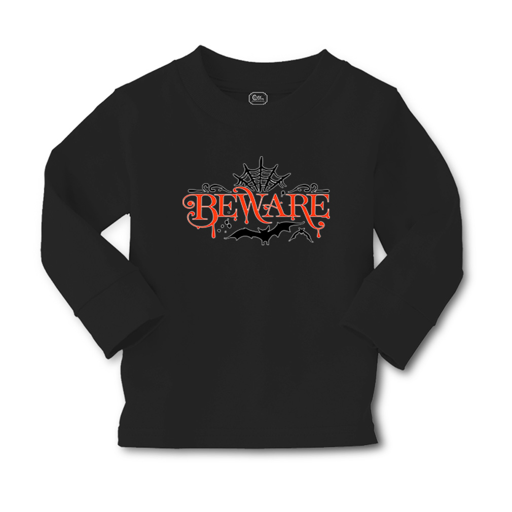 Kids Long Sleeve T Shirt Beware Red and Black Design Cotton Girls & Boys Clothes - Picture 11 of 12