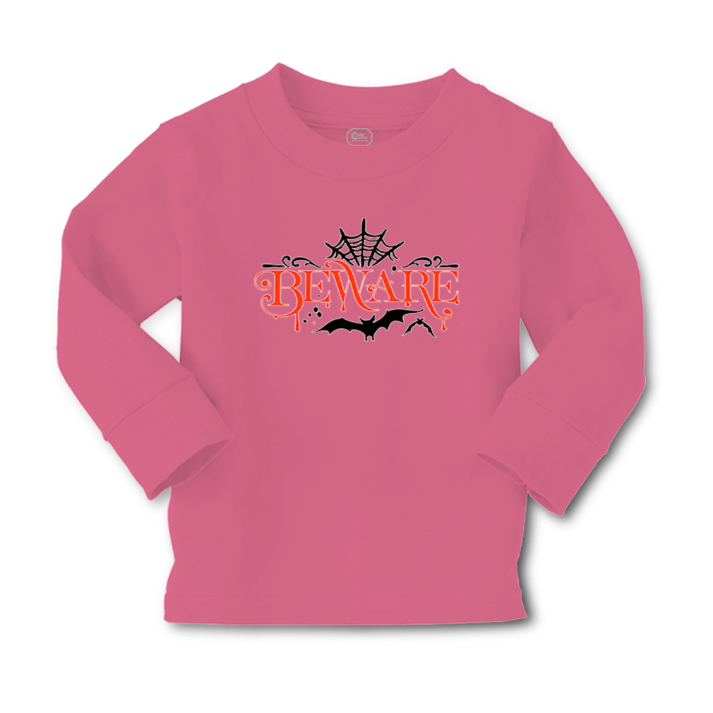 Kids Long Sleeve T Shirt Beware Red and Black Design Cotton Girls & Boys Clothes - Picture 12 of 12
