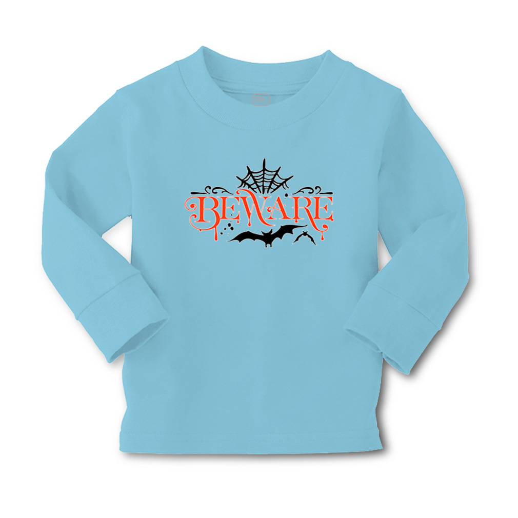 Kids Long Sleeve T Shirt Beware Red and Black Design Cotton Girls & Boys Clothes - Picture 8 of 12