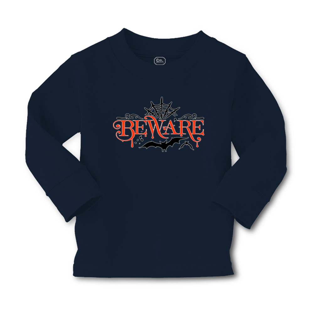 Kids Long Sleeve T Shirt Beware Red and Black Design Cotton Girls & Boys Clothes - Picture 9 of 12