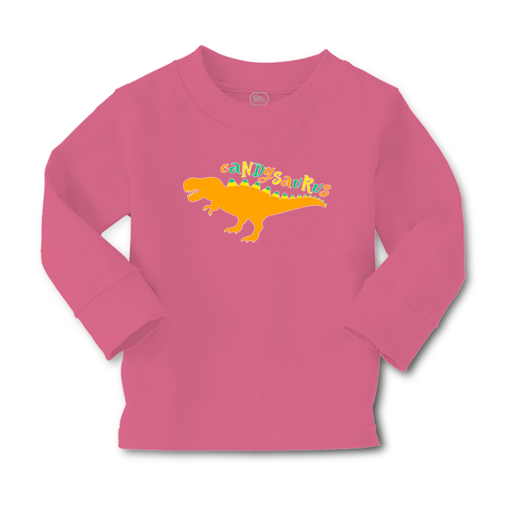 Kids Long Sleeve T Shirt Candy Saurus Orange Colour Cotton Girls & Boys Clothes - Picture 12 of 12