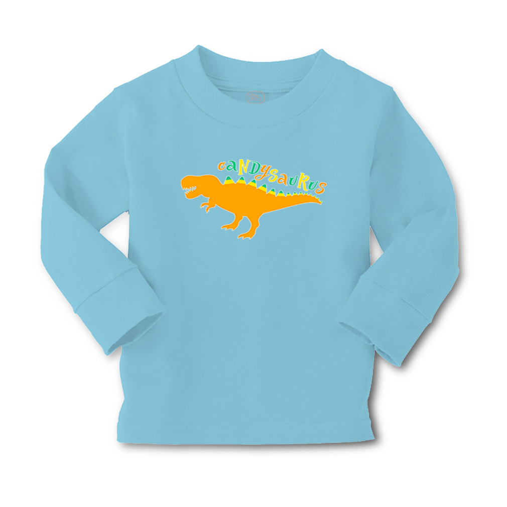 Kids Long Sleeve T Shirt Candy Saurus Orange Colour Cotton Girls & Boys Clothes - Picture 8 of 12