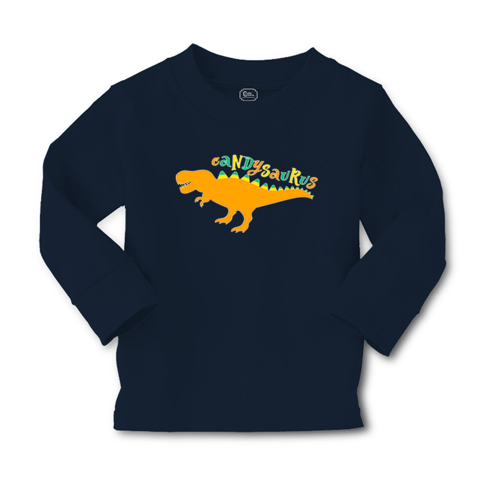 Kids Long Sleeve T Shirt Candy Saurus Orange Colour Cotton Girls & Boys Clothes - Picture 9 of 12