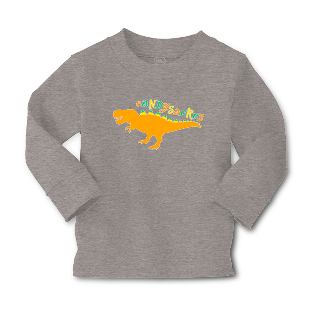 Kids Long Sleeve T Shirt Candy Saurus Orange Colour Cotton Girls & Boys Clothes - Picture 7 of 12