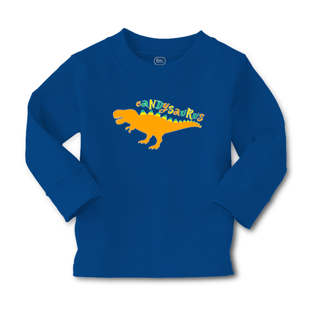 Kids Long Sleeve T Shirt Candy Saurus Orange Colour Cotton Girls & Boys Clothes - Picture 6 of 12