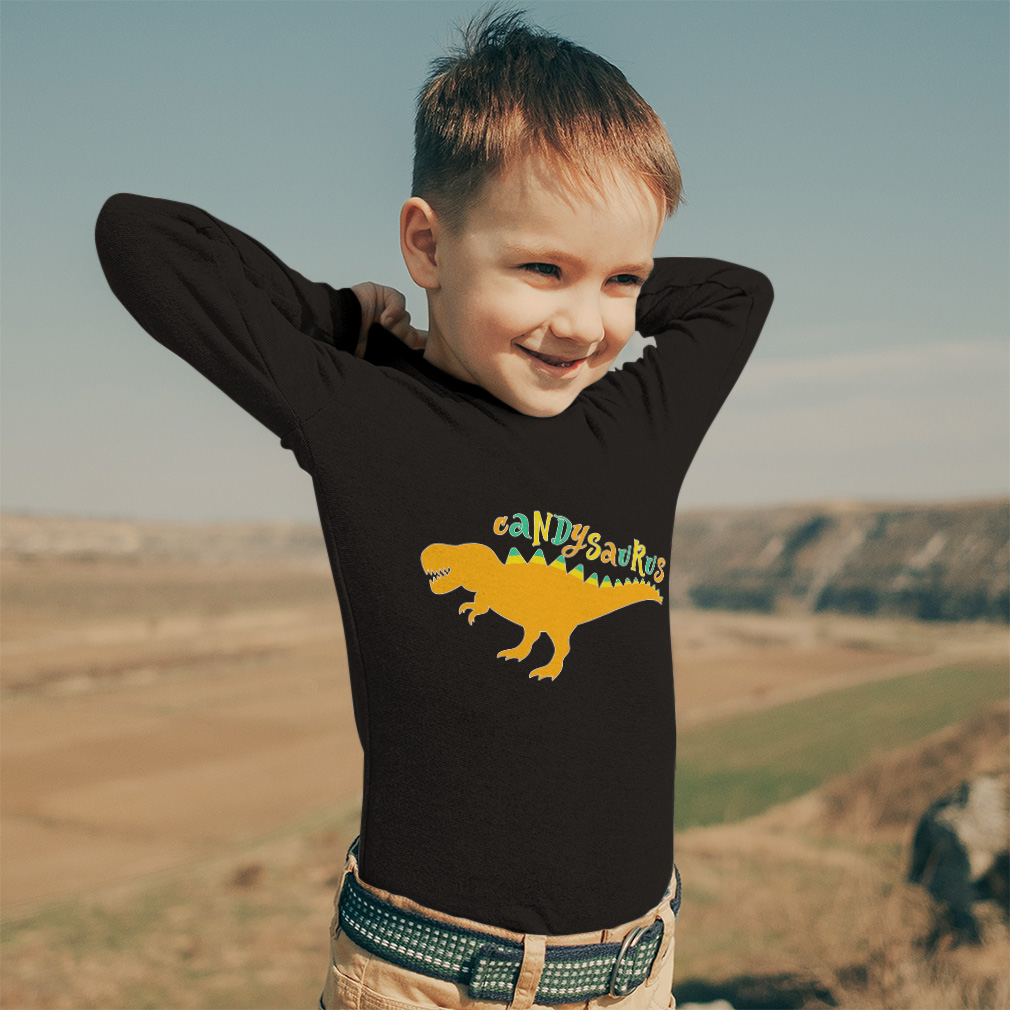 Kids Long Sleeve T Shirt Candy Saurus Orange Colour Cotton Girls & Boys Clothes - Picture 4 of 12