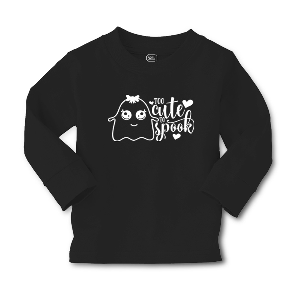 Kids Long Sleeve T Shirt Too Cute to Spook Style A Cotton Girls & Boys Clothes - Picture 11 of 12