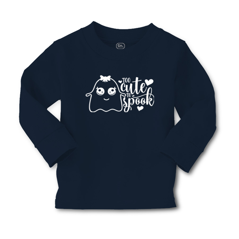 Kids Long Sleeve T Shirt Too Cute to Spook Style A Cotton Girls & Boys Clothes - Picture 9 of 12