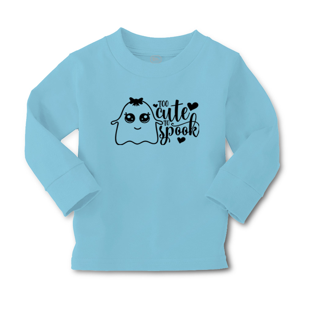 Kids Long Sleeve T Shirt Too Cute to Spook Style A Cotton Girls & Boys Clothes - Picture 8 of 12