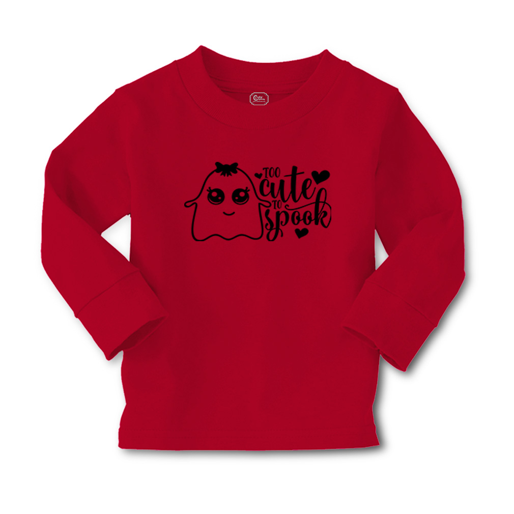 Kids Long Sleeve T Shirt Too Cute to Spook Style A Cotton Girls & Boys Clothes - Picture 10 of 12