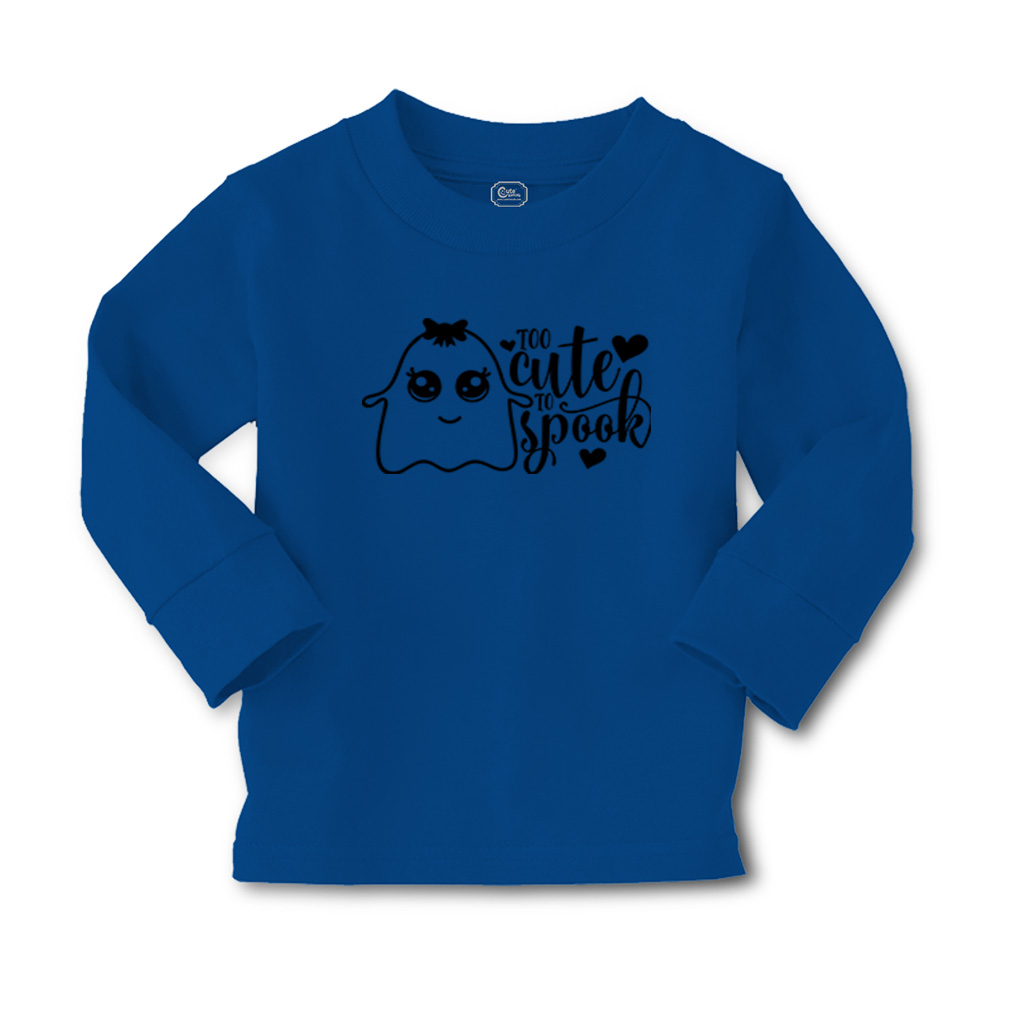 Kids Long Sleeve T Shirt Too Cute to Spook Style A Cotton Girls & Boys Clothes - Picture 6 of 12