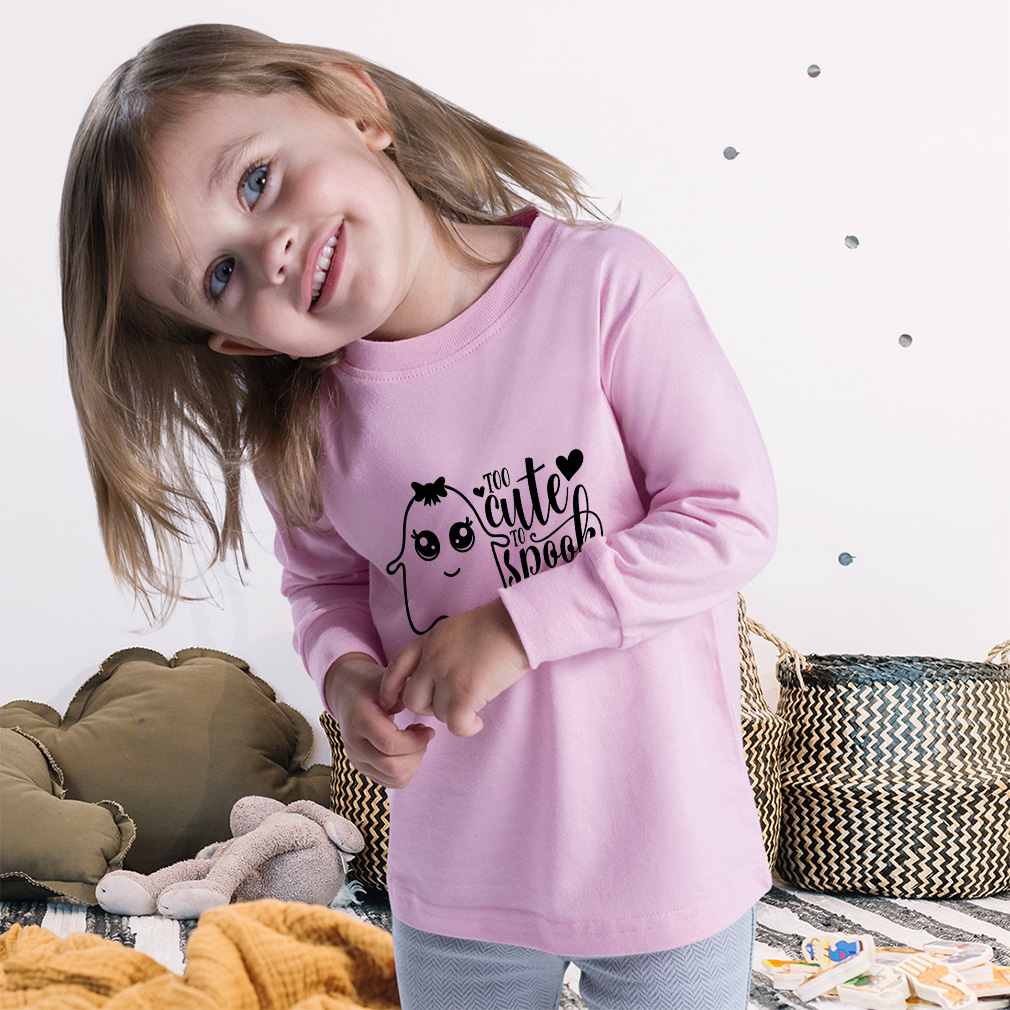Kids Long Sleeve T Shirt Too Cute to Spook Style A Cotton Girls & Boys Clothes - Picture 3 of 12