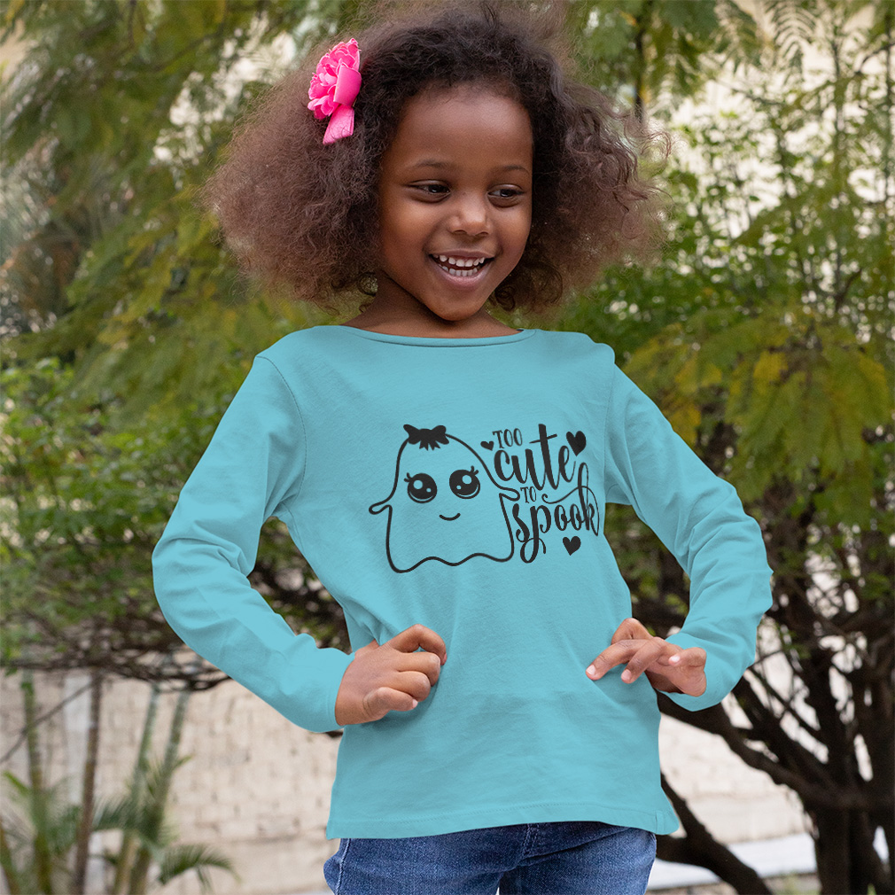Kids Long Sleeve T Shirt Too Cute to Spook Style A Cotton Girls & Boys Clothes - Picture 4 of 12