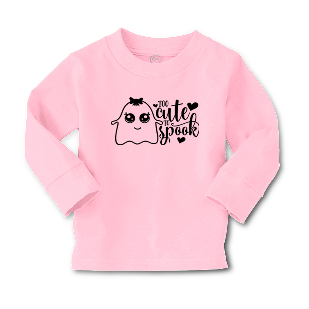 Kids Long Sleeve T Shirt Too Cute to Spook Style A Cotton Girls & Boys Clothes - Picture 5 of 12