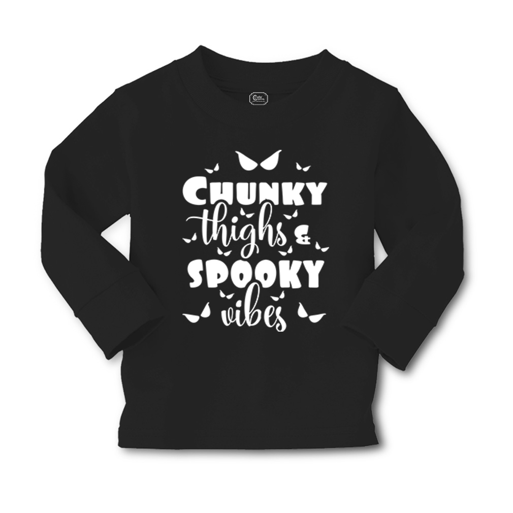 Kids Long Sleeve T Shirt Chunky Thighs Spooky Vibes Cotton Girls & Boys Clothes - Picture 11 of 12