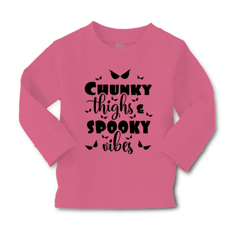 Kids Long Sleeve T Shirt Chunky Thighs Spooky Vibes Cotton Girls & Boys Clothes - Picture 12 of 12