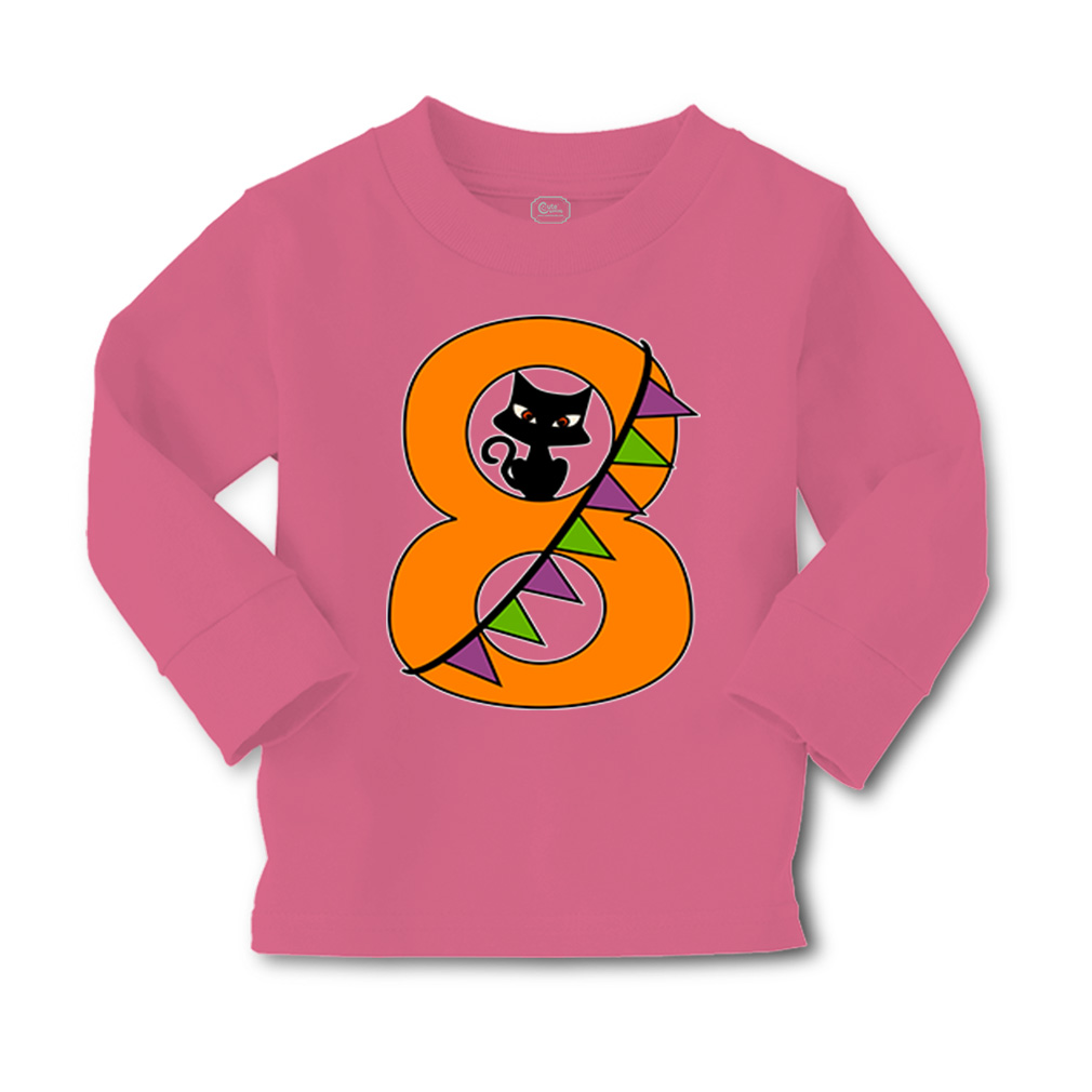 Kids Long Sleeve T Shirt Halloween Number 8 Ribbon Cat Girls & Boys Clothes - Picture 12 of 12