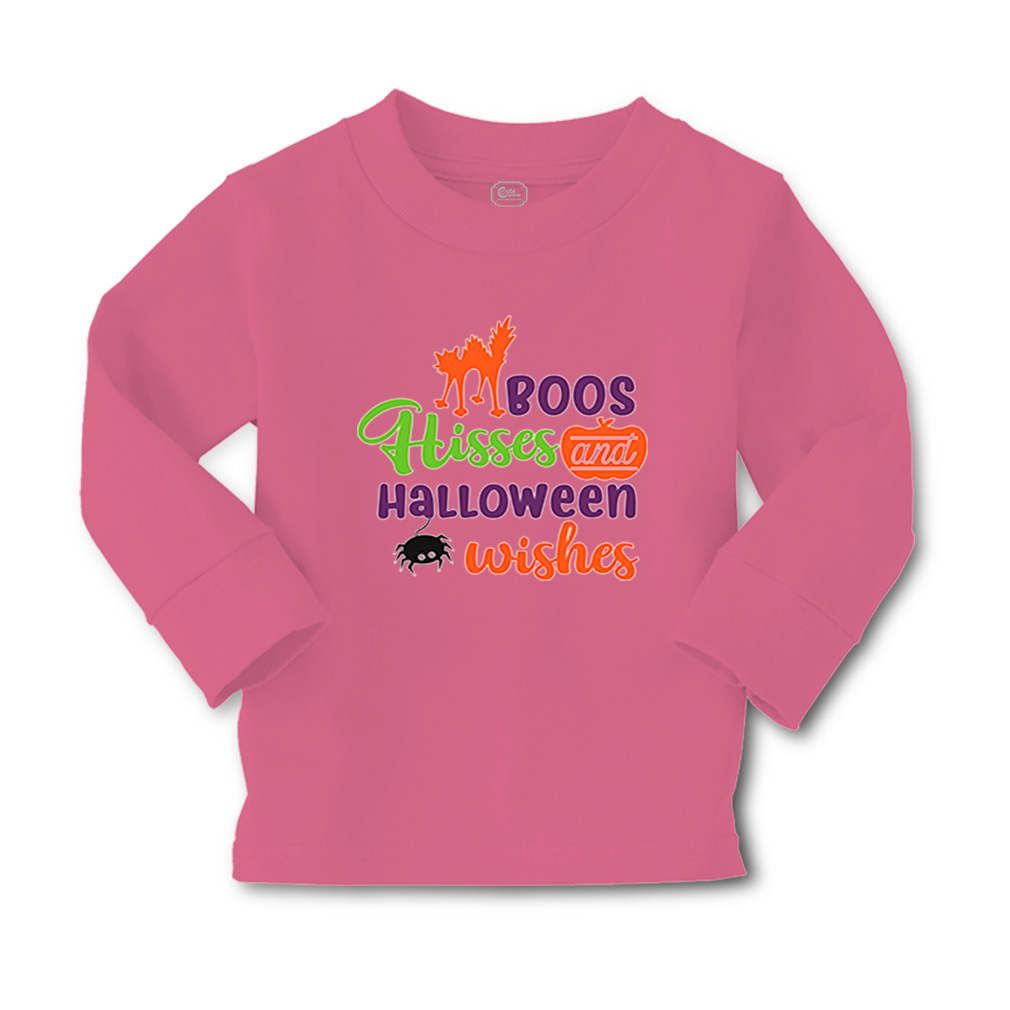 Kids Long Sleeve T Shirt Boos Hisses and Halloween Wishes Girls & Boys Clothes - Picture 12 of 12