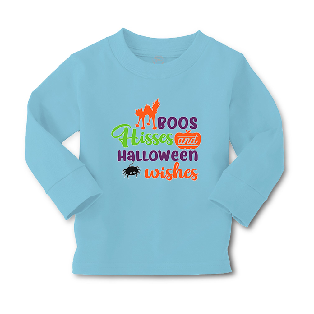Kids Long Sleeve T Shirt Boos Hisses and Halloween Wishes Girls & Boys Clothes - Picture 8 of 12