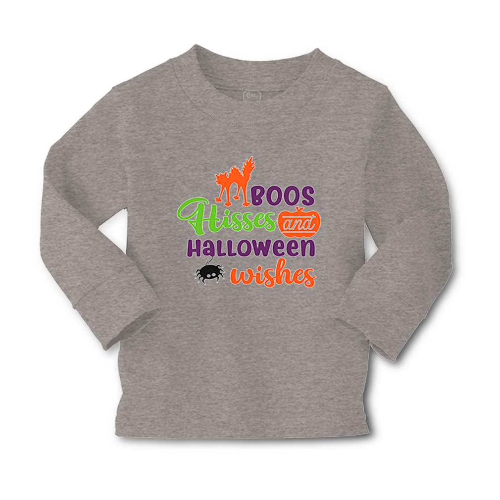 Kids Long Sleeve T Shirt Boos Hisses and Halloween Wishes Girls & Boys Clothes - Picture 7 of 12
