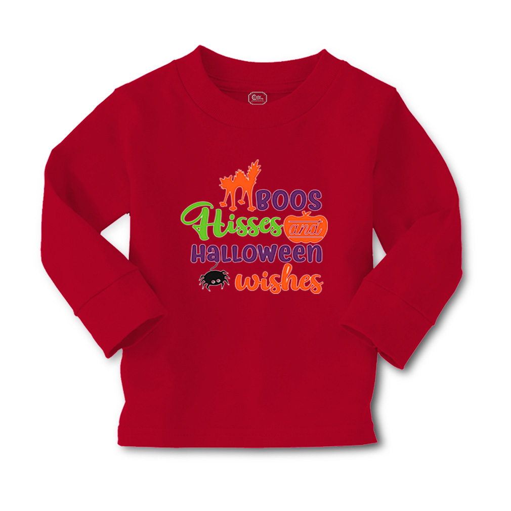 Kids Long Sleeve T Shirt Boos Hisses and Halloween Wishes Girls & Boys Clothes - Picture 10 of 12