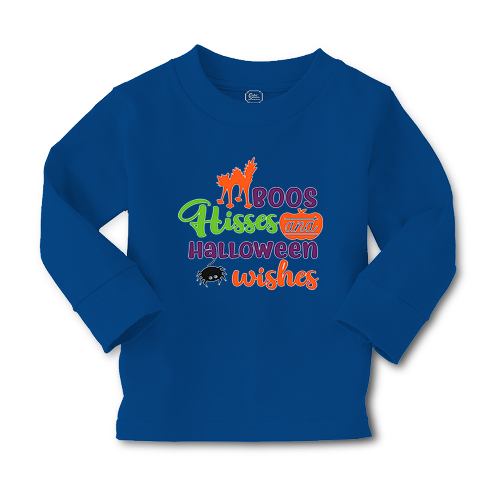Kids Long Sleeve T Shirt Boos Hisses and Halloween Wishes Girls & Boys Clothes - Picture 6 of 12