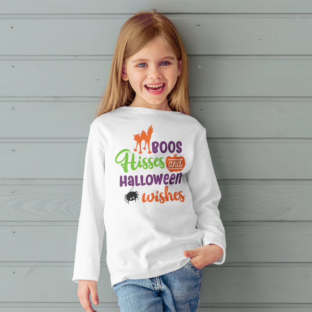 Kids Long Sleeve T Shirt Boos Hisses and Halloween Wishes Girls & Boys Clothes - Picture 2 of 12