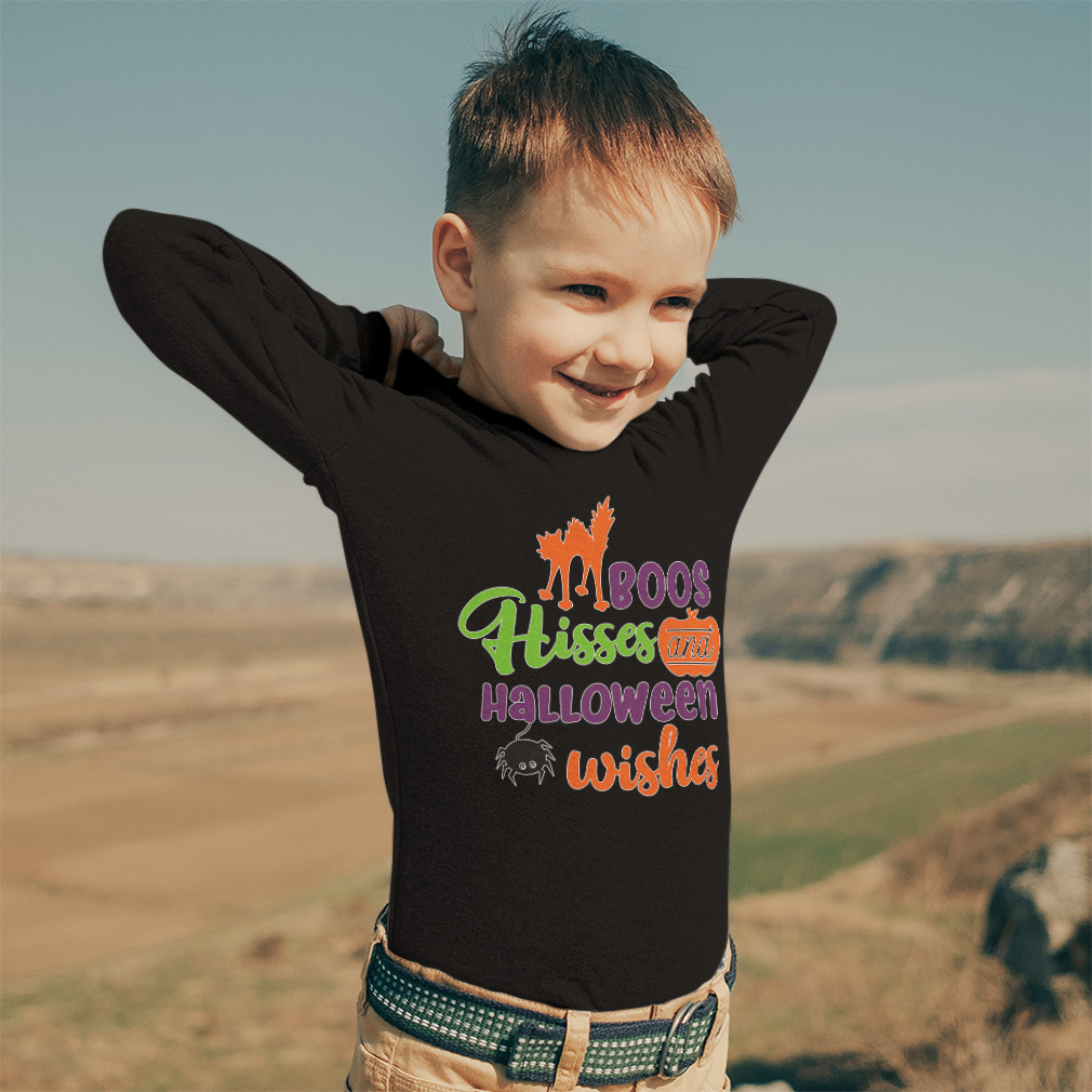 Kids Long Sleeve T Shirt Boos Hisses and Halloween Wishes Girls & Boys Clothes - Picture 4 of 12