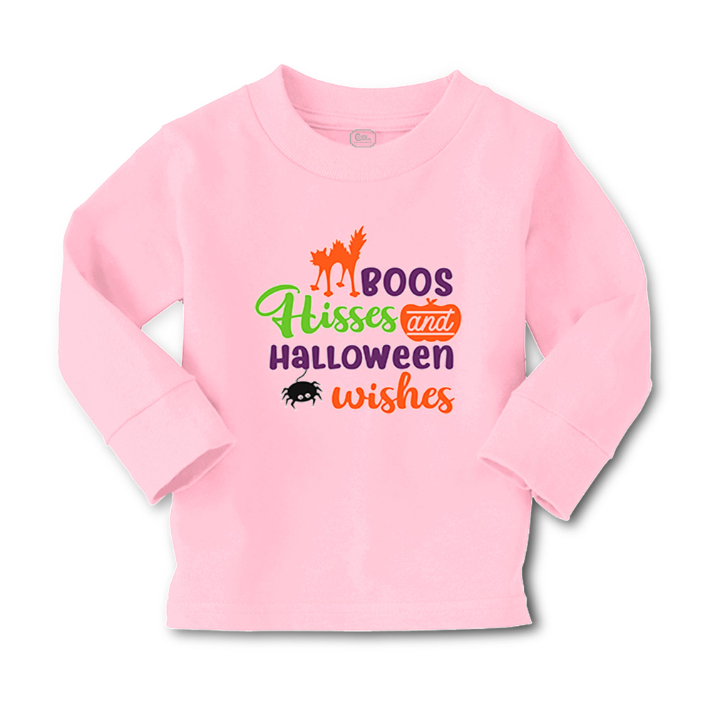 Kids Long Sleeve T Shirt Boos Hisses and Halloween Wishes Girls & Boys Clothes - Picture 5 of 12