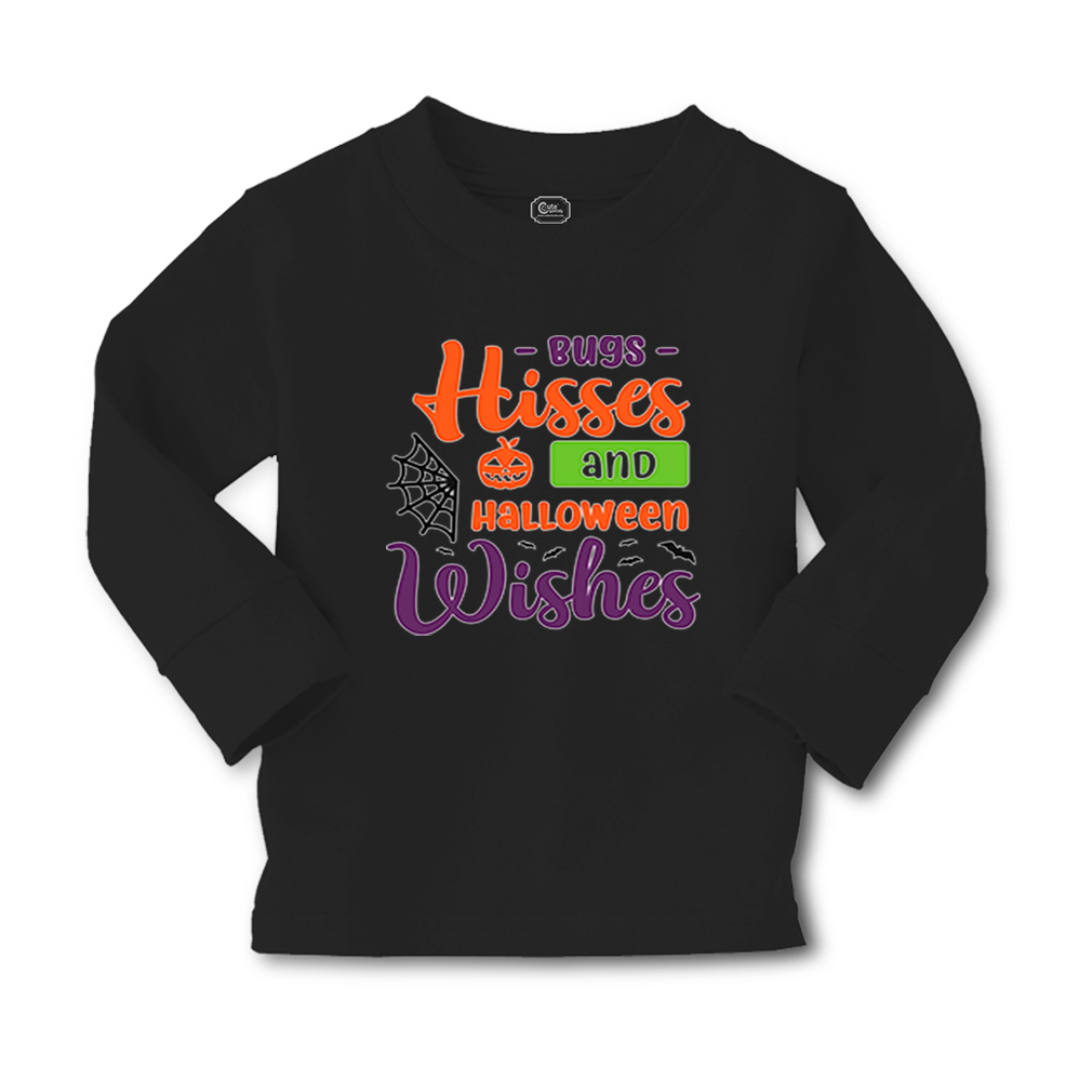 Kids Long Sleeve T Shirt Bugs Hisses and Halloween Wishes Girls & Boys Clothes - Picture 11 of 12