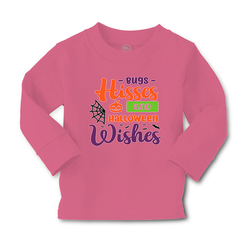 Kids Long Sleeve T Shirt Bugs Hisses and Halloween Wishes Girls & Boys Clothes - Picture 12 of 12