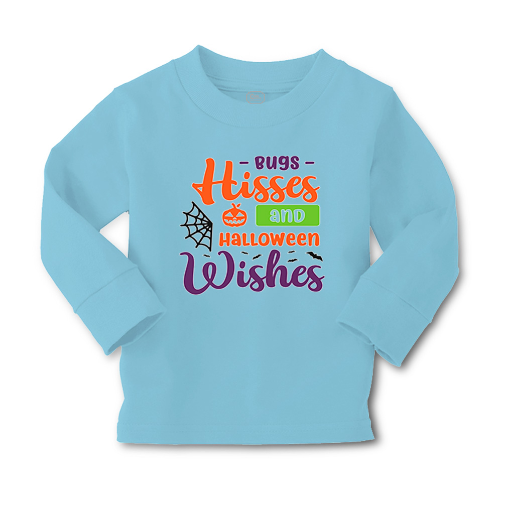 Kids Long Sleeve T Shirt Bugs Hisses and Halloween Wishes Girls & Boys Clothes - Picture 8 of 12