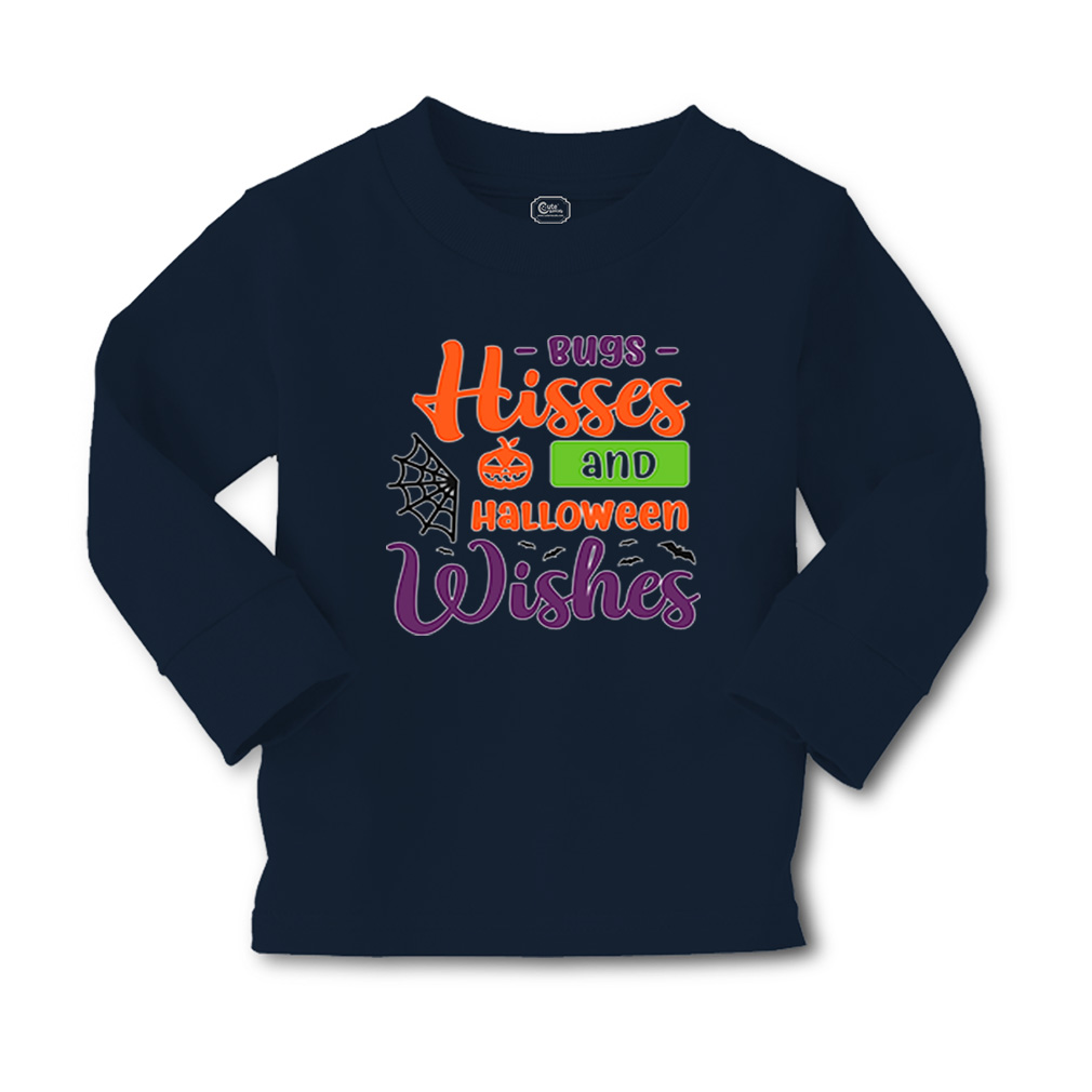 Kids Long Sleeve T Shirt Bugs Hisses and Halloween Wishes Girls & Boys Clothes - Picture 9 of 12