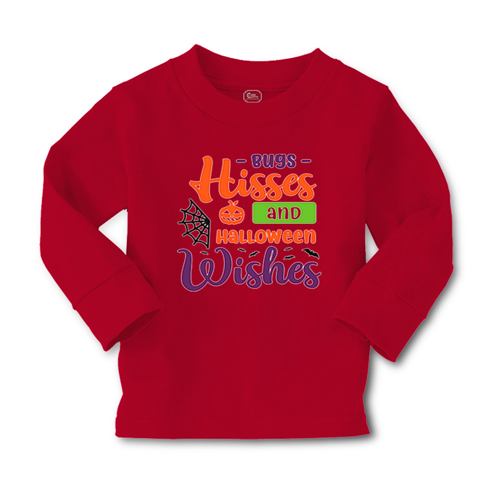 Kids Long Sleeve T Shirt Bugs Hisses and Halloween Wishes Girls & Boys Clothes - Picture 10 of 12