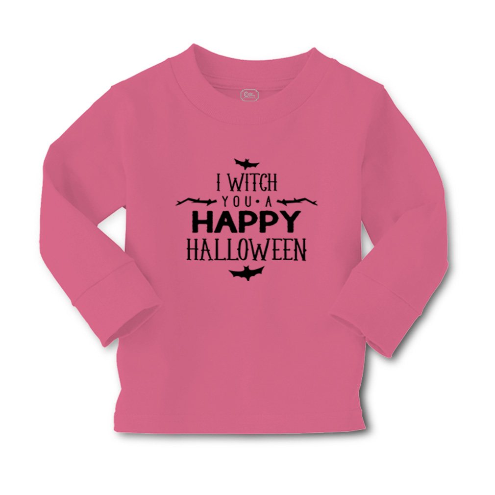 Kids Long Sleeve T Shirt I Witch You A Happy Halloween Bats Girls & Boys Clothes - Picture 12 of 12