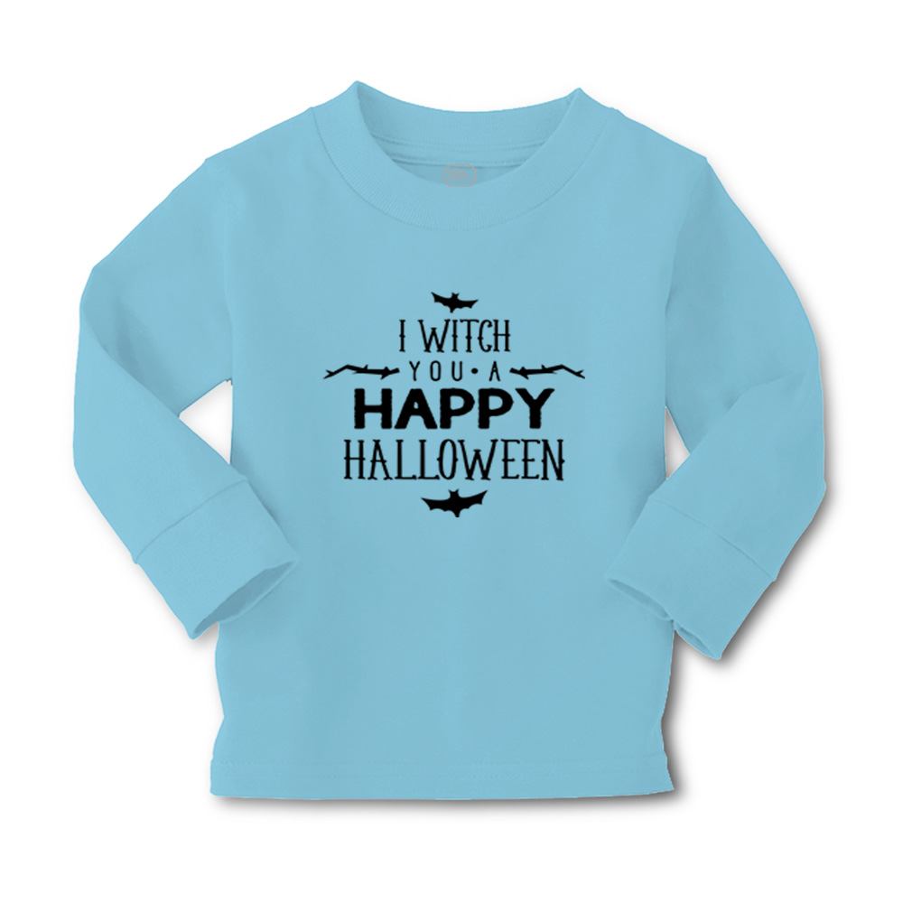 Kids Long Sleeve T Shirt I Witch You A Happy Halloween Bats Girls & Boys Clothes - Picture 8 of 12