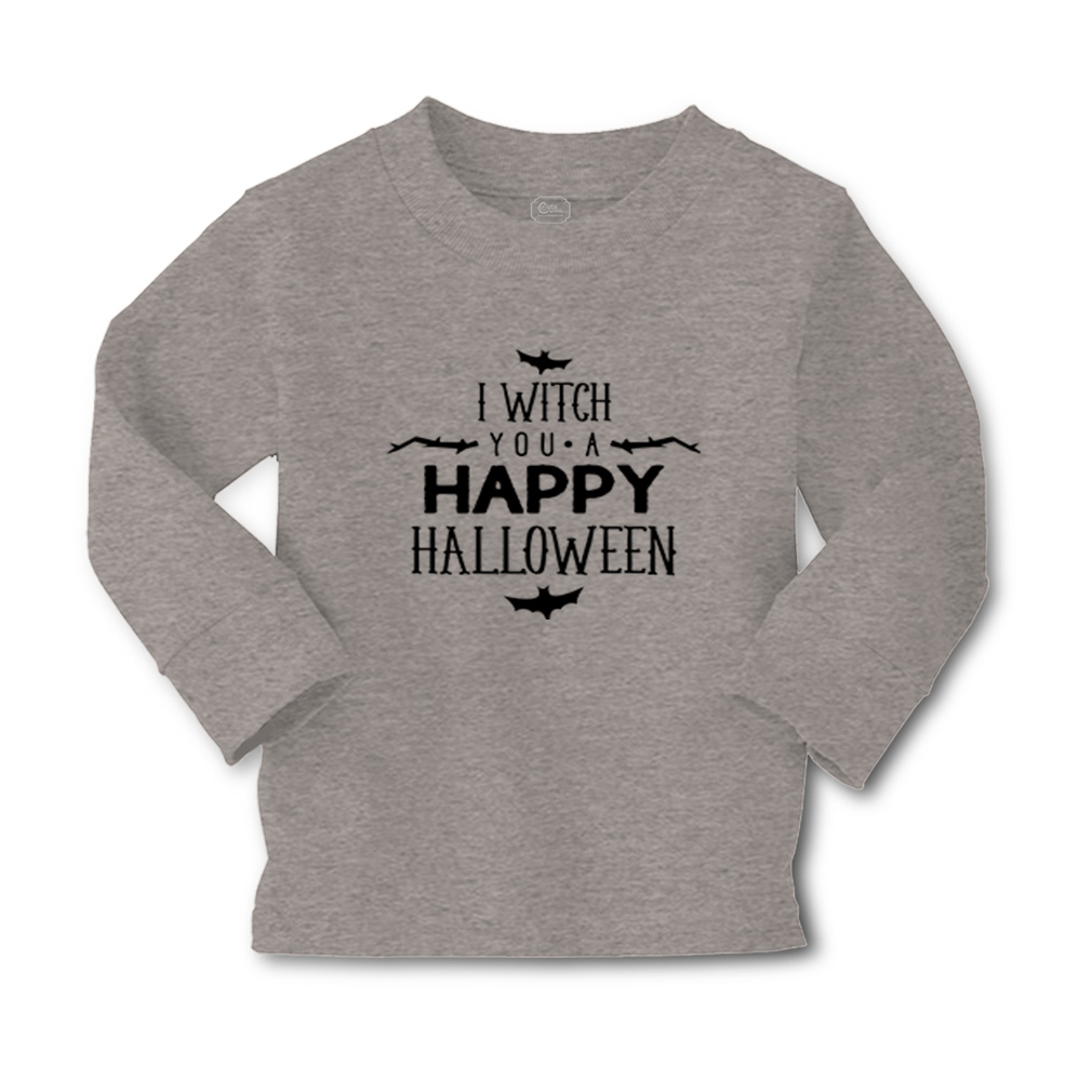Kids Long Sleeve T Shirt I Witch You A Happy Halloween Bats Girls & Boys Clothes - Picture 7 of 12