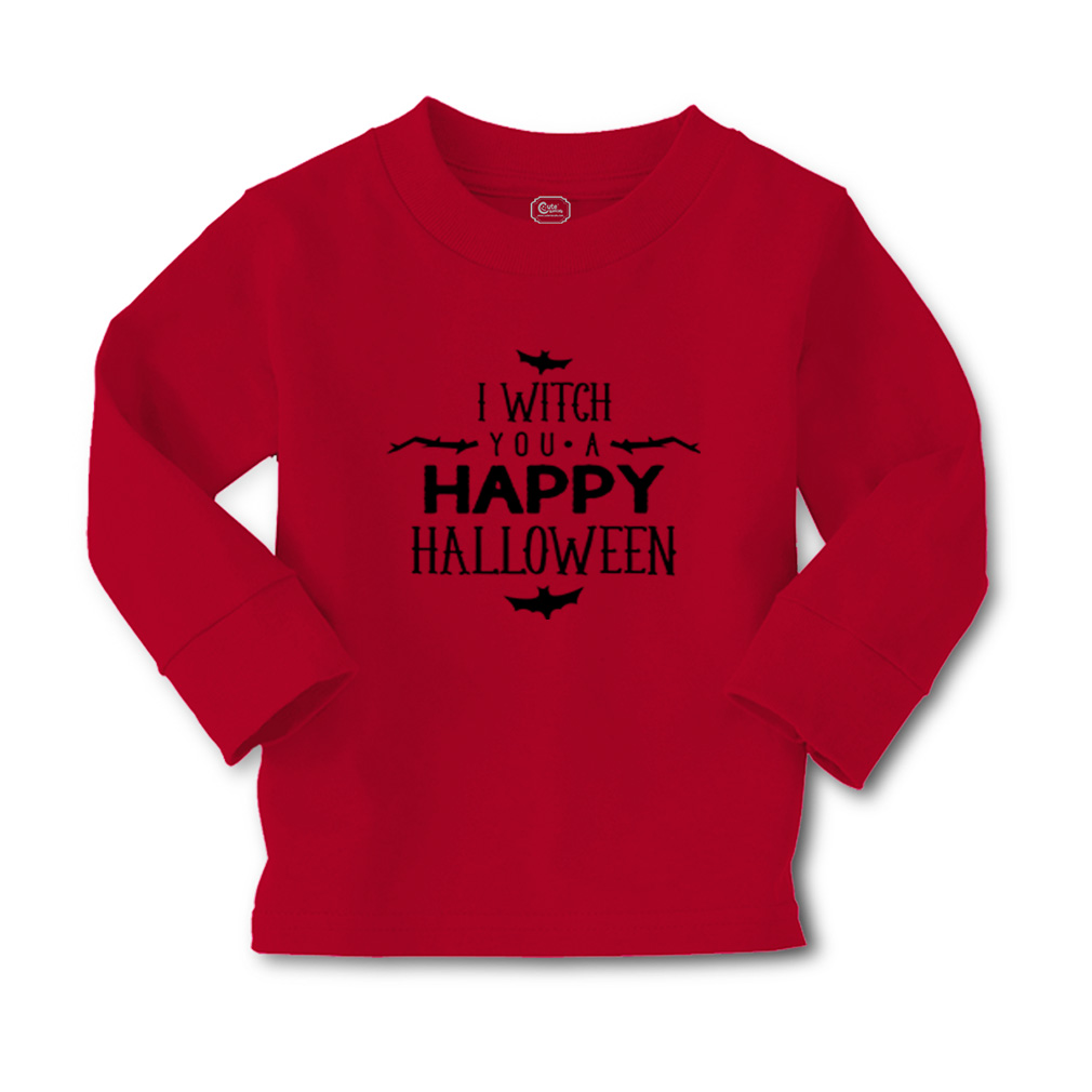 Kids Long Sleeve T Shirt I Witch You A Happy Halloween Bats Girls & Boys Clothes - Picture 10 of 12
