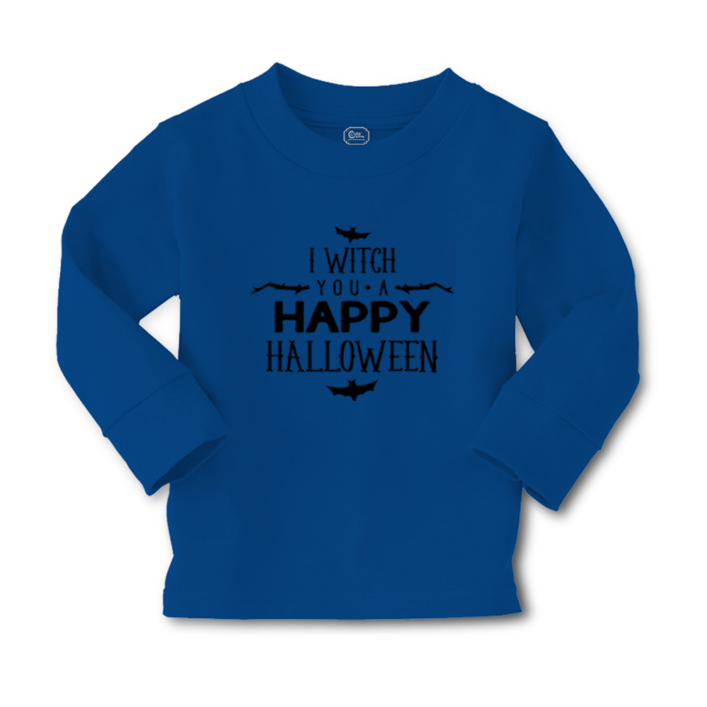 Kids Long Sleeve T Shirt I Witch You A Happy Halloween Bats Girls & Boys Clothes - Picture 6 of 12