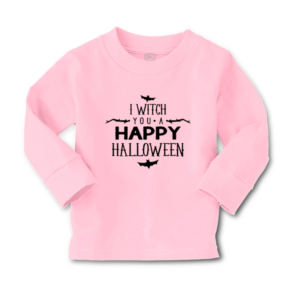 Kids Long Sleeve T Shirt I Witch You A Happy Halloween Bats Girls & Boys Clothes - Picture 5 of 12