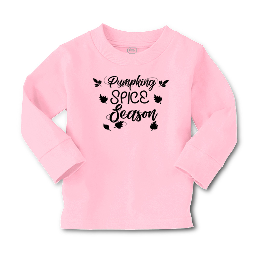 Kids Long Sleeve T Shirt Fall Pumpkin Spice Season Cotton Girls & Boys Clothes - Picture 5 of 12