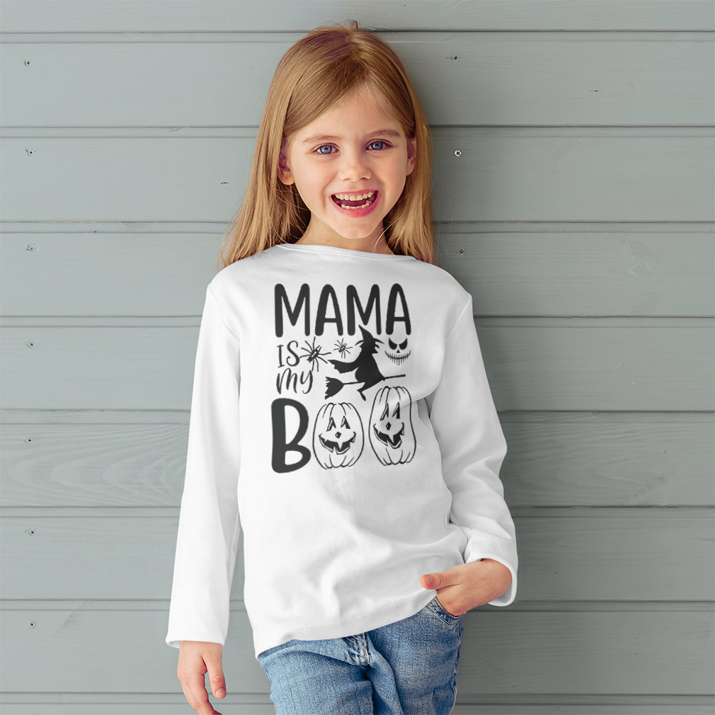 Kids Long Sleeve T Shirt Mama Is My Boo Pumpkin Witch Broom Girls & Boys Clothes